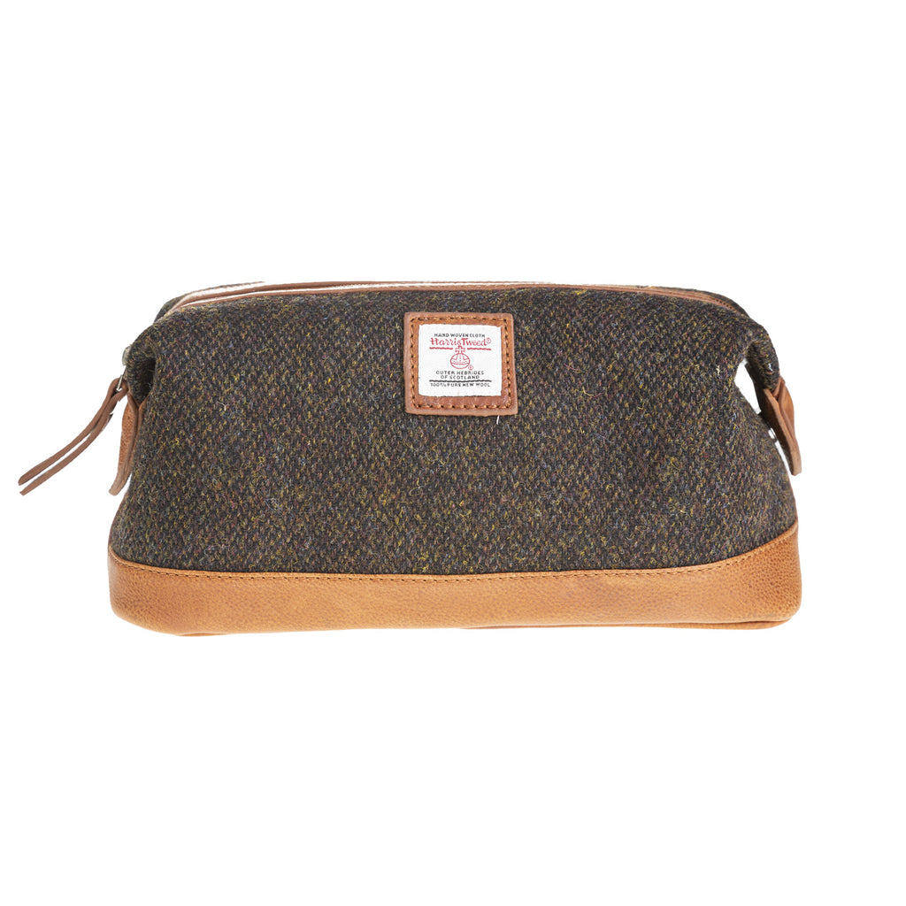 Ht Leather Large Wash Bag Dark Brown Barleycorn / Tan