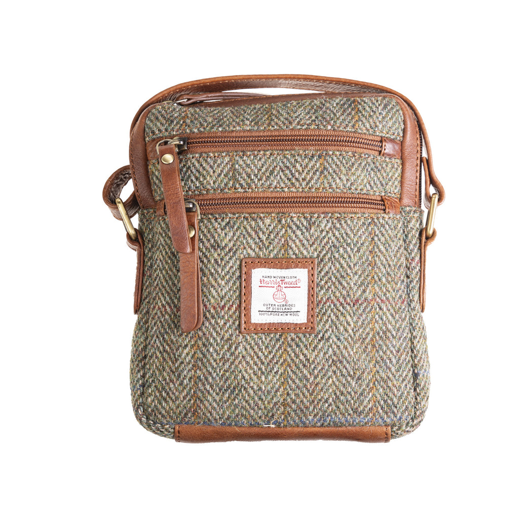 Ht Leather Small Ladies Cross Body Bag Lt Brown Check / Tan