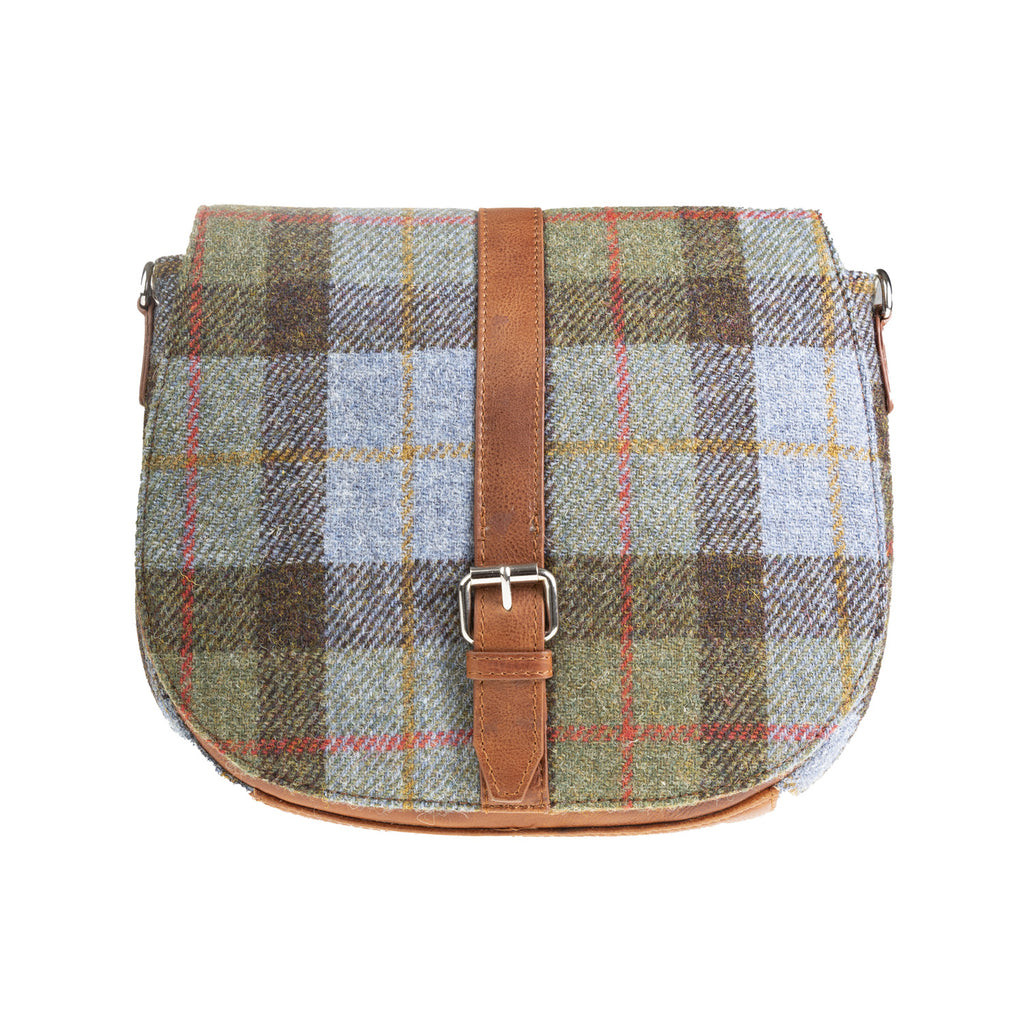 Ladies Ht Leather Flap Over Bag Lovat Check / Tan