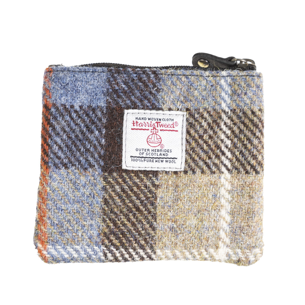 Ht Leather Coin Purse Blue & Brown Check / Black