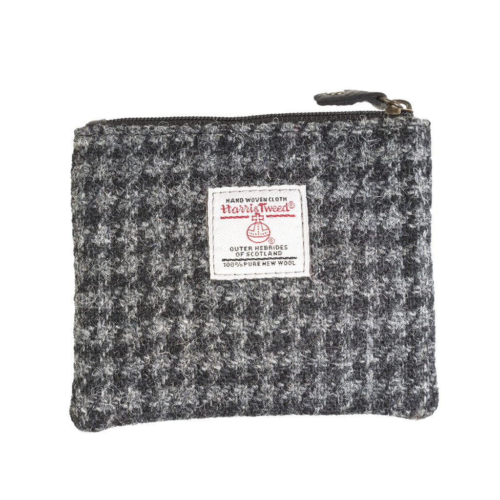 Ht Leather Coin Purse Black And Grey Houndstooth / Black