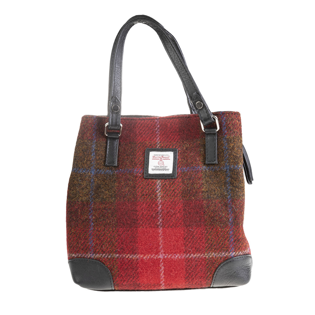 Ladies Ht Leather Hand Bag Red Check A / Black