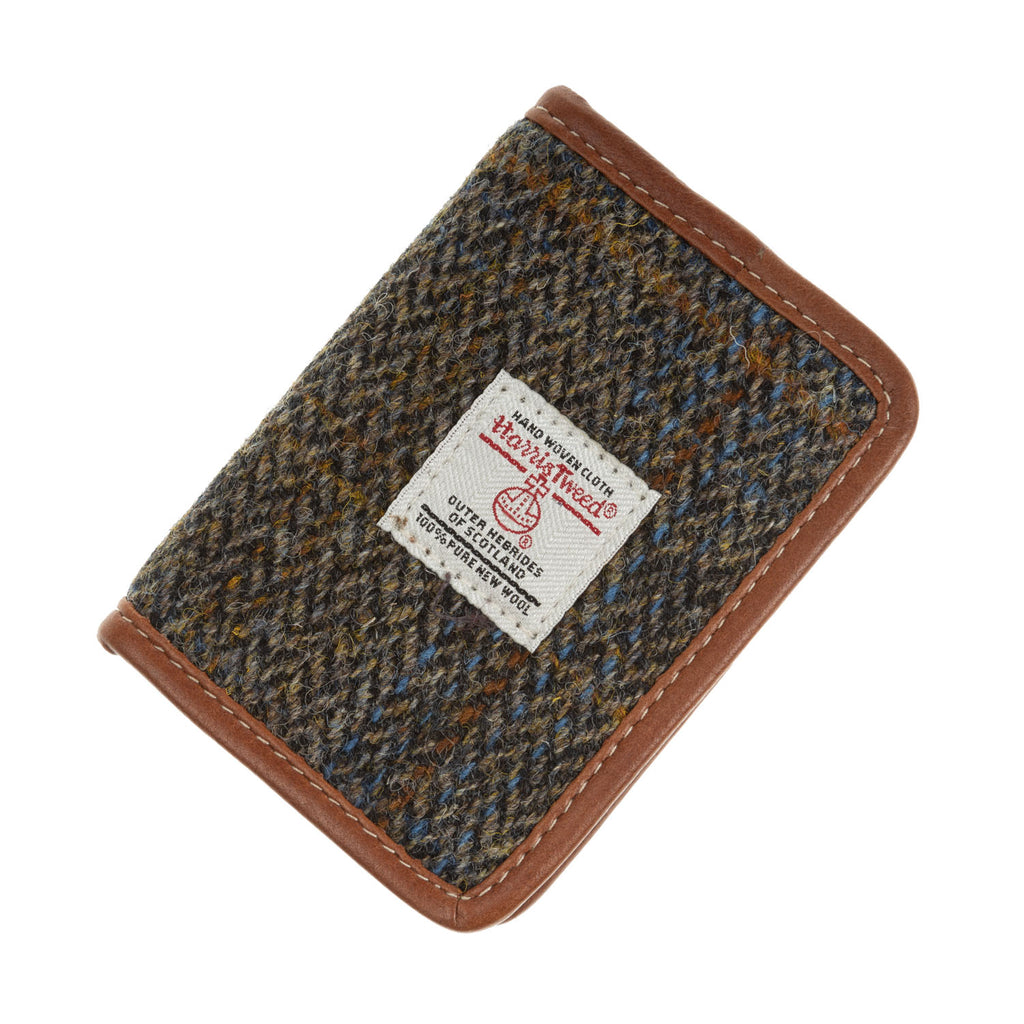 Ht Card Holder Blue & Brown Check Hb / Tan