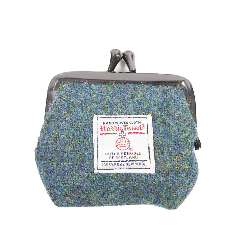 Harris Tweed 7Cm Purse On Card Green