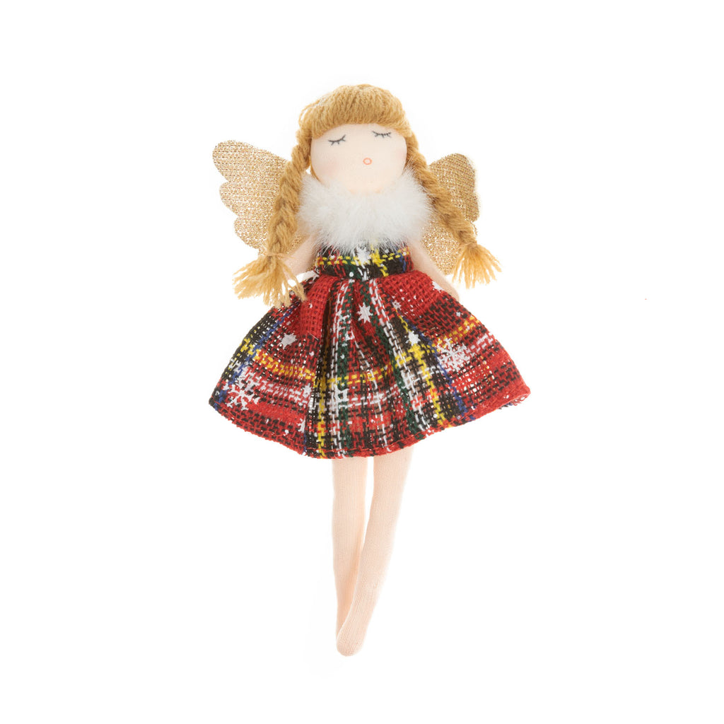 Xmas Fairy Hanger Tartan Dress/Gold Wing