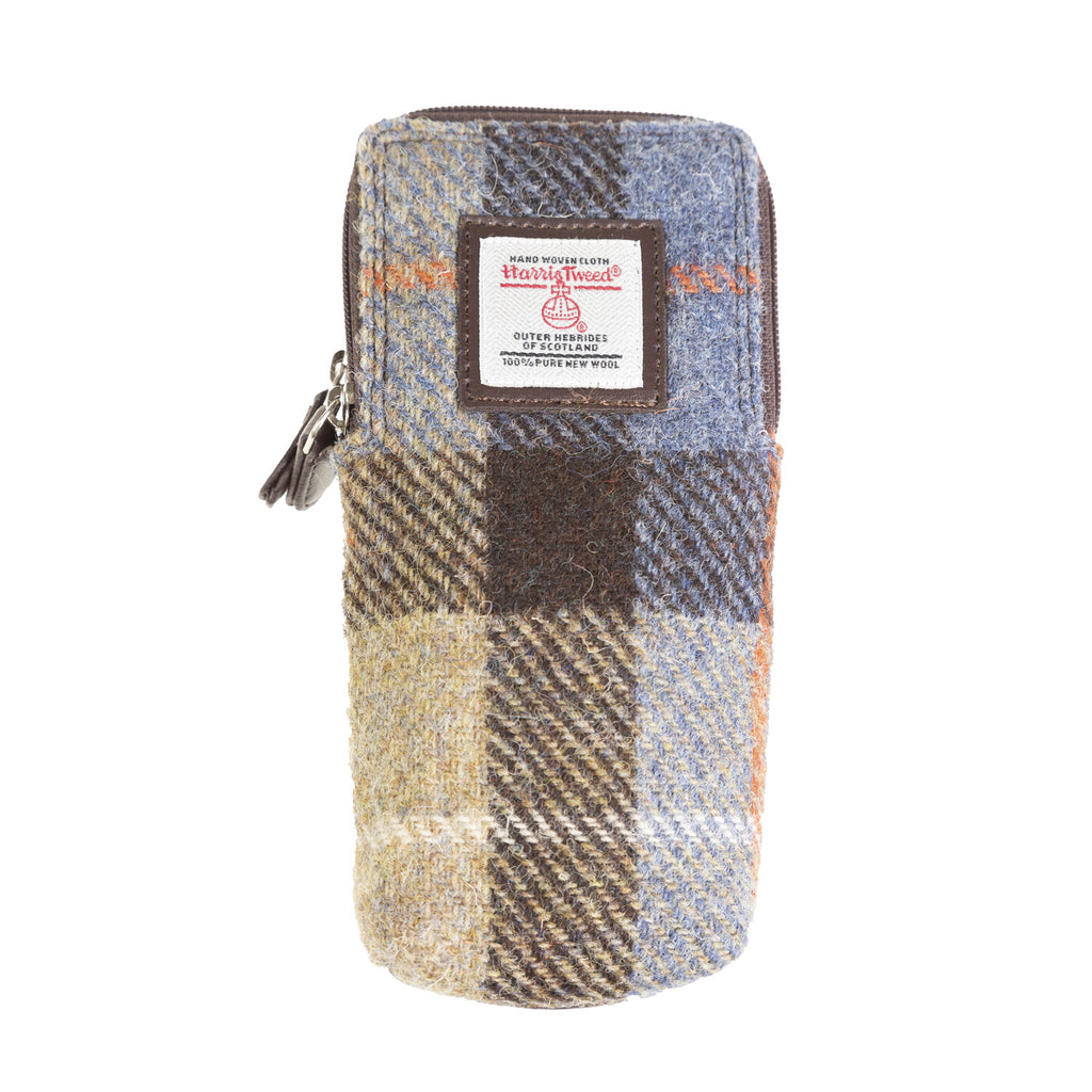 Double Glasses Sleeve Blue/Brown Check