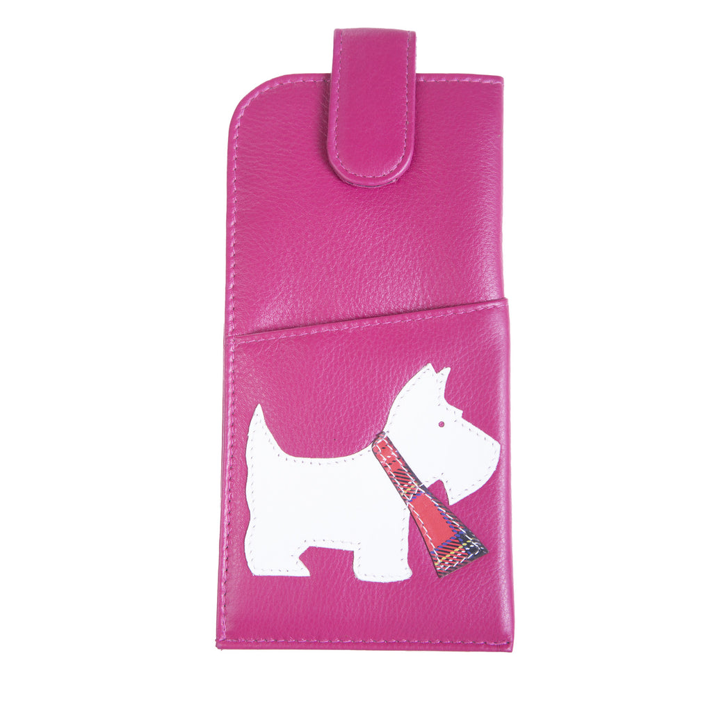 Glasses Case White Dog Pink