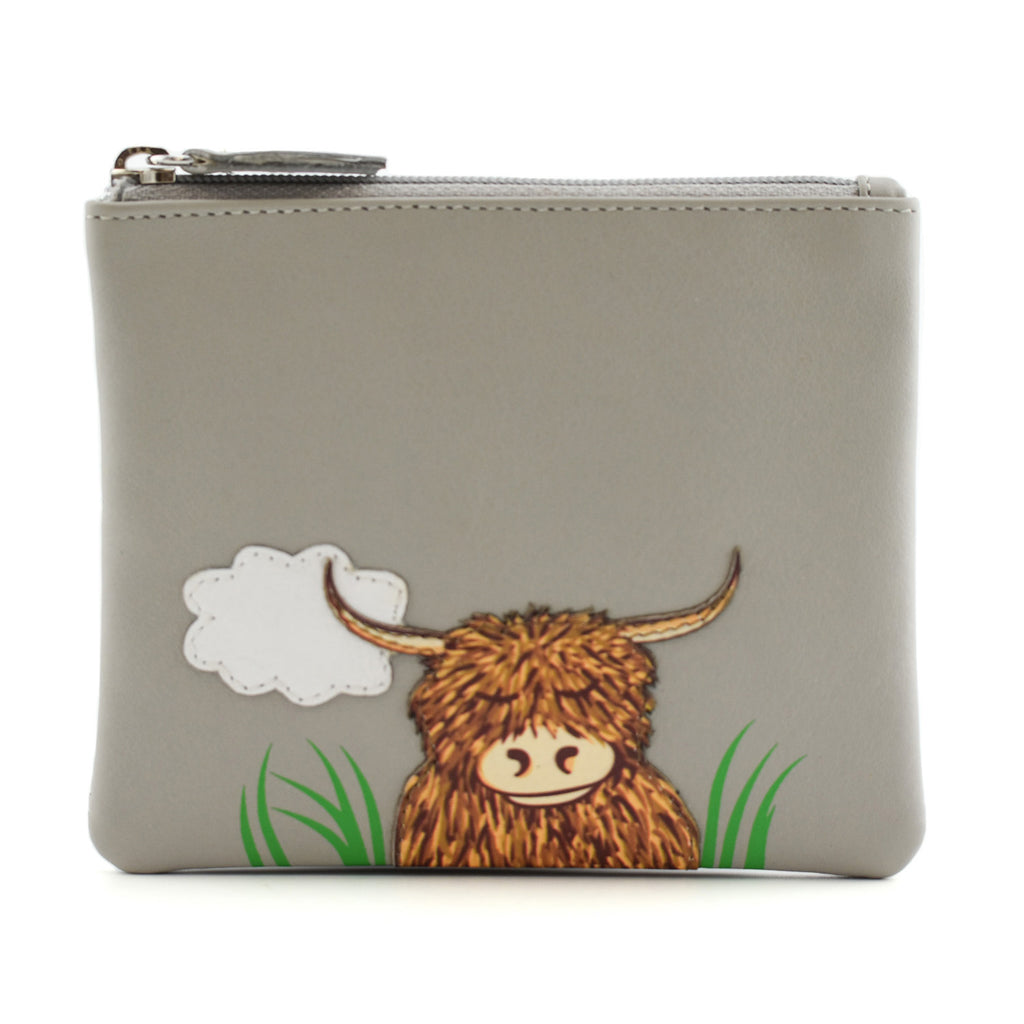 Bella Highland Cow Coin Purse Grey