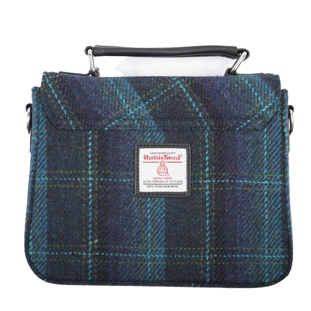 Harris Tweed 'Thurso' Square Bag Blue / Turquoise Overcheck