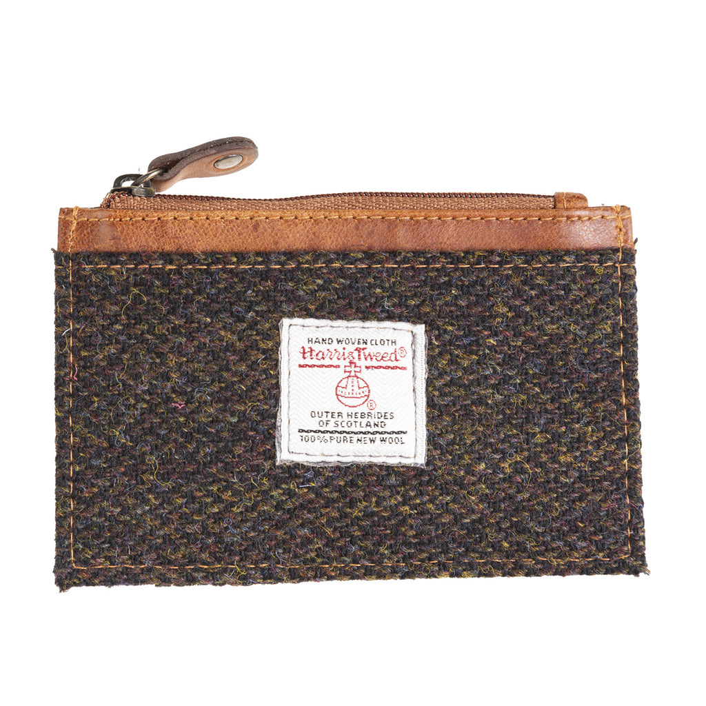 Ht Leather Coin Purse With Card Holder Dark Brown Barleycorn / Tan