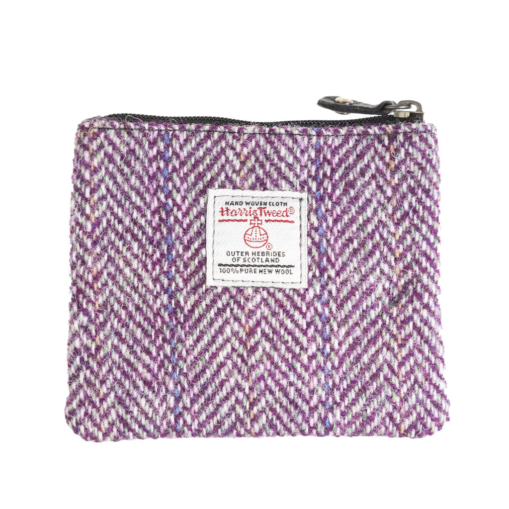 Ht Leather Coin Purse Plum Herringbone / Black