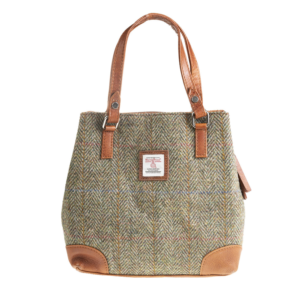 Ladies Ht Leather Hand Bag Lt Brown Check / Tan