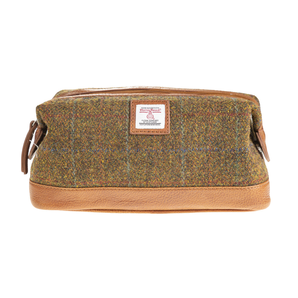 Ht Leather Large Wash Bag Autumn Brown Check / Tan
