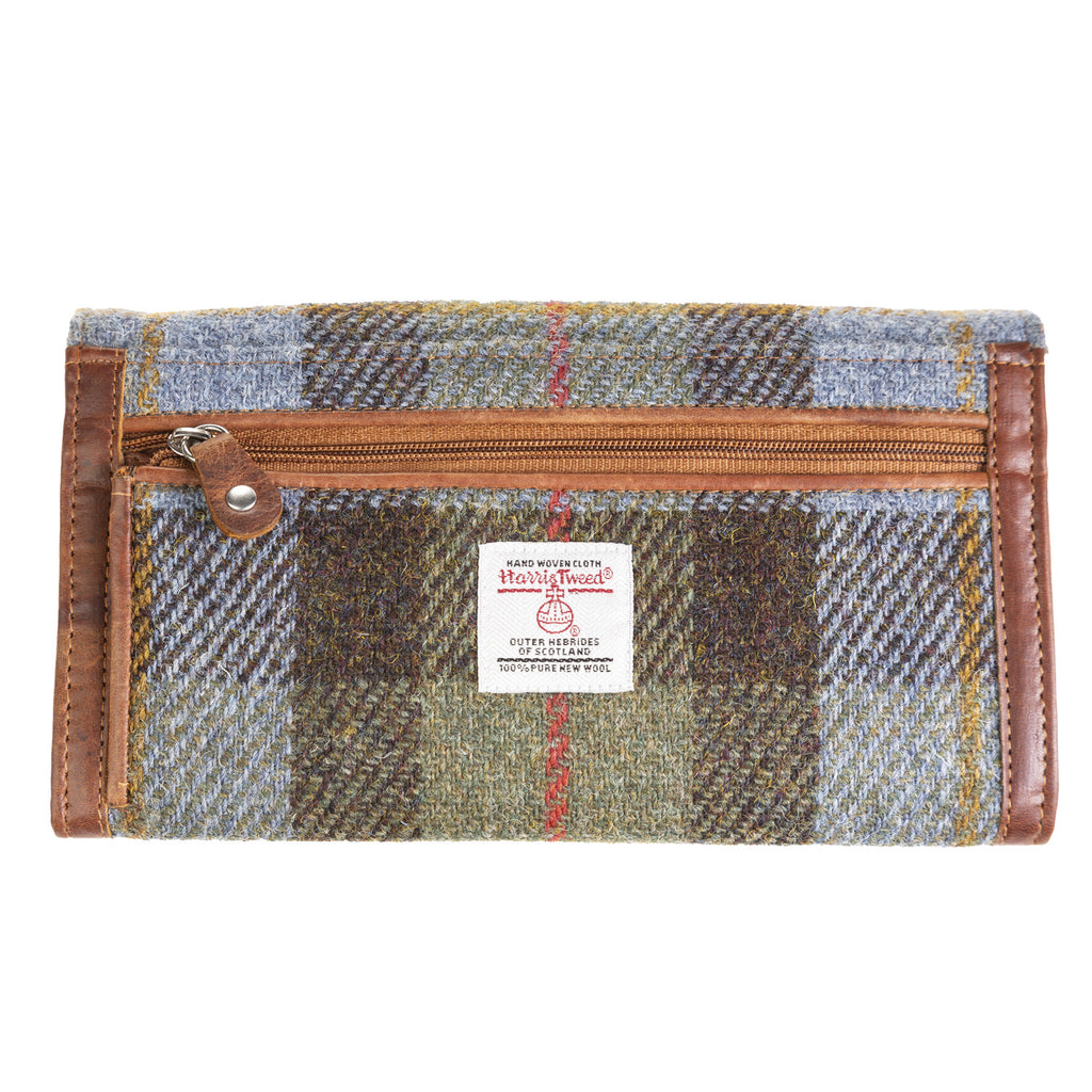 Ladies Ht Leather Long Purse Lovat Check / Tan