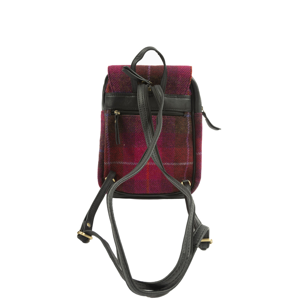 Ladies Ht Leather Foldover Backpack Cerise Check / Black | The Scotlan ...