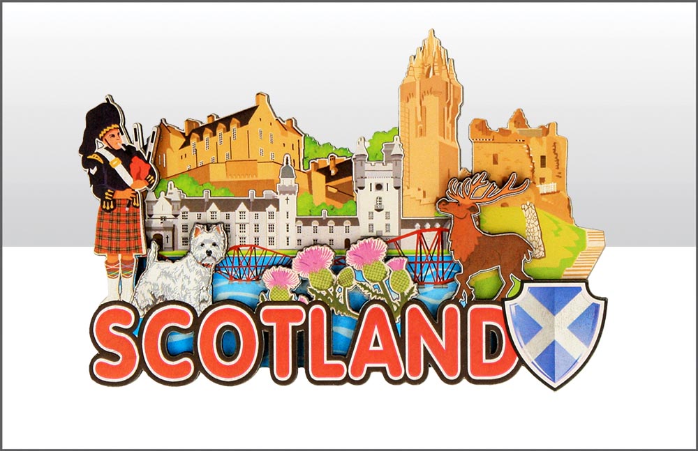 Scotland & Saltire Shield  Wood Magnet
