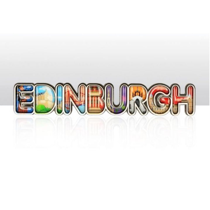 Edinburgh Montage Lettering Wood Magnet | The Scotland Shop