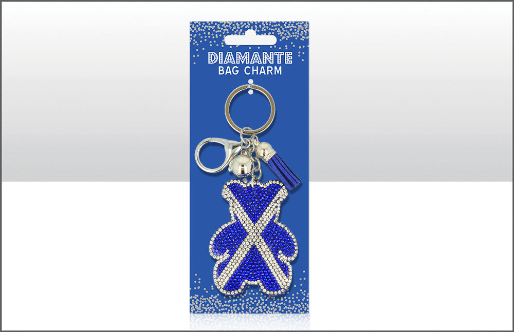 Saltire Bear Diamante Keyring