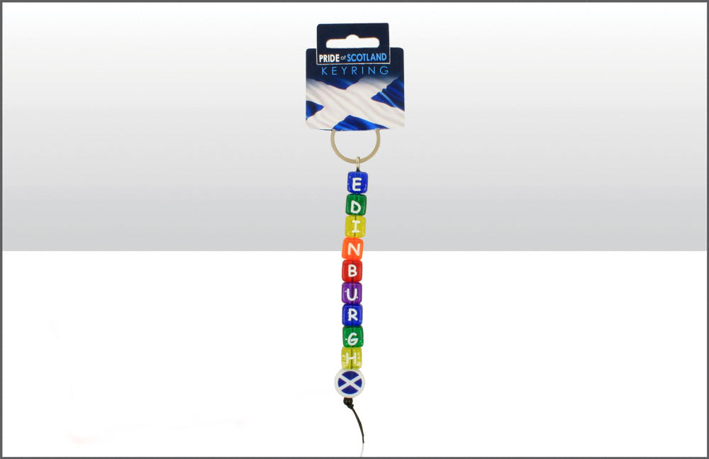 Edinburgh Clrd Dice Saltire Flag Keyring