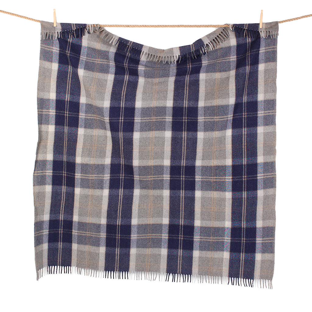 Recycled Wool Tartan Blanket Throw Bannockbane Silver