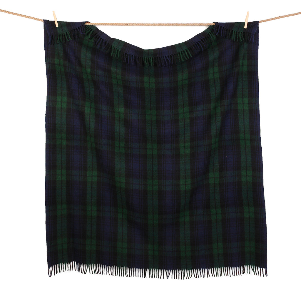 Recycled Wool Tartan Blanket Throw Black Watch