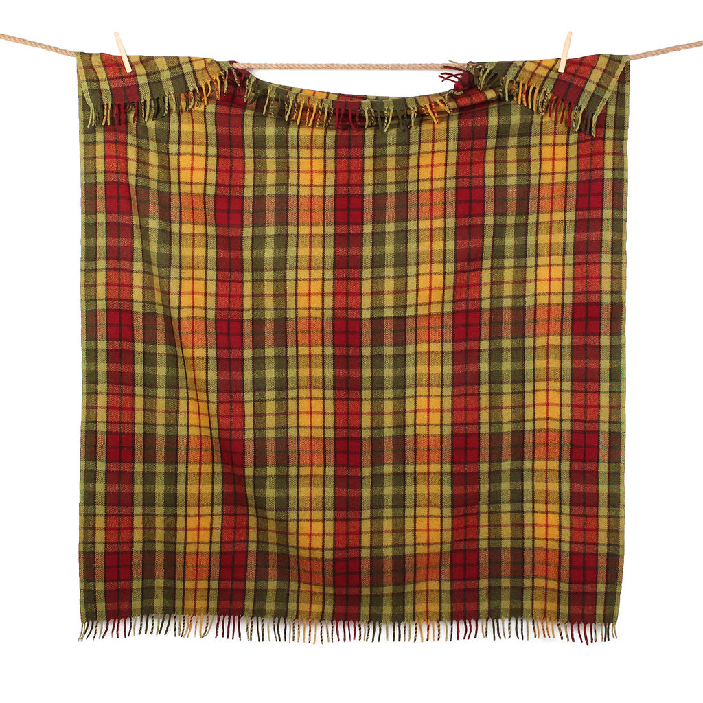 Recycled Wool Tartan Blanket Throw Buchanan Autumn