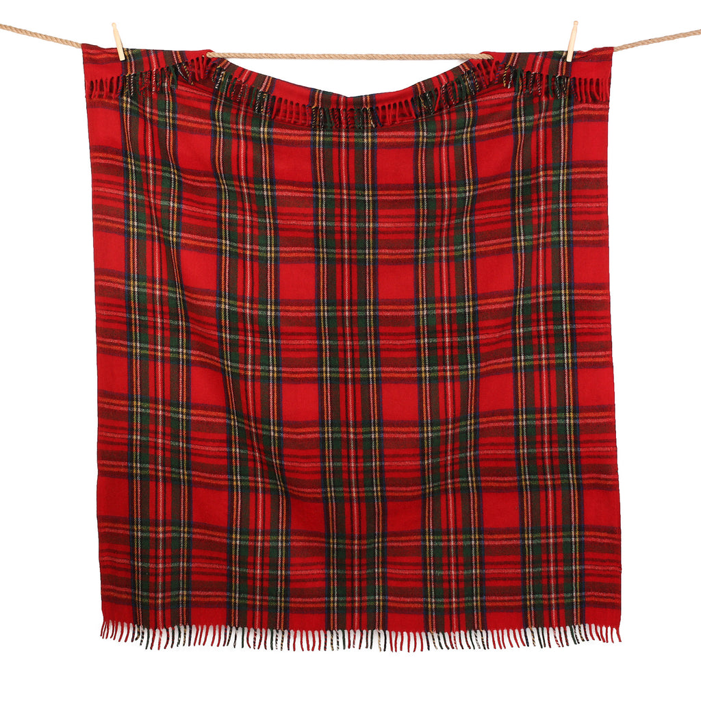 Recycled Wool Tartan Blanket Throw Stewart Royal