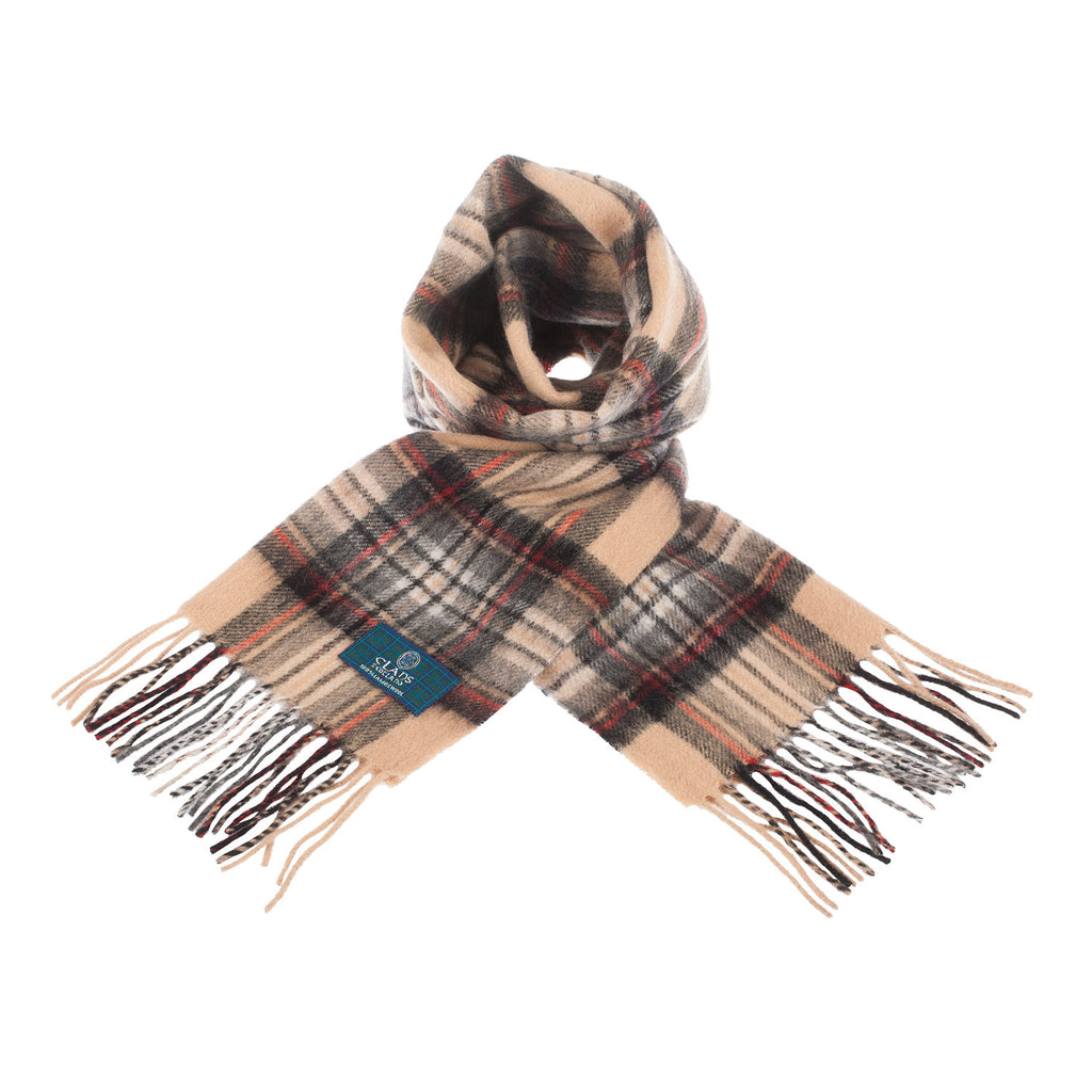 Lambswool Scottish Tartan Clan Scarf  Stewart Camel