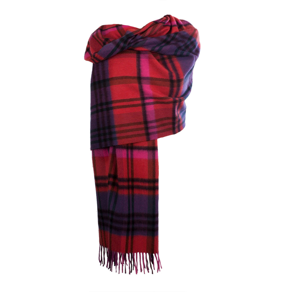 Edinburgh Cashmere Stole  Pink/Red Jk Check