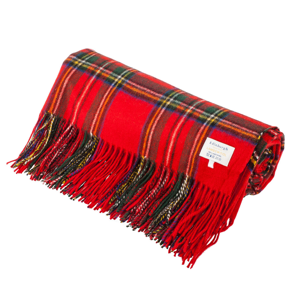 100% Lambswool Tartan Blanket Stewart Royal