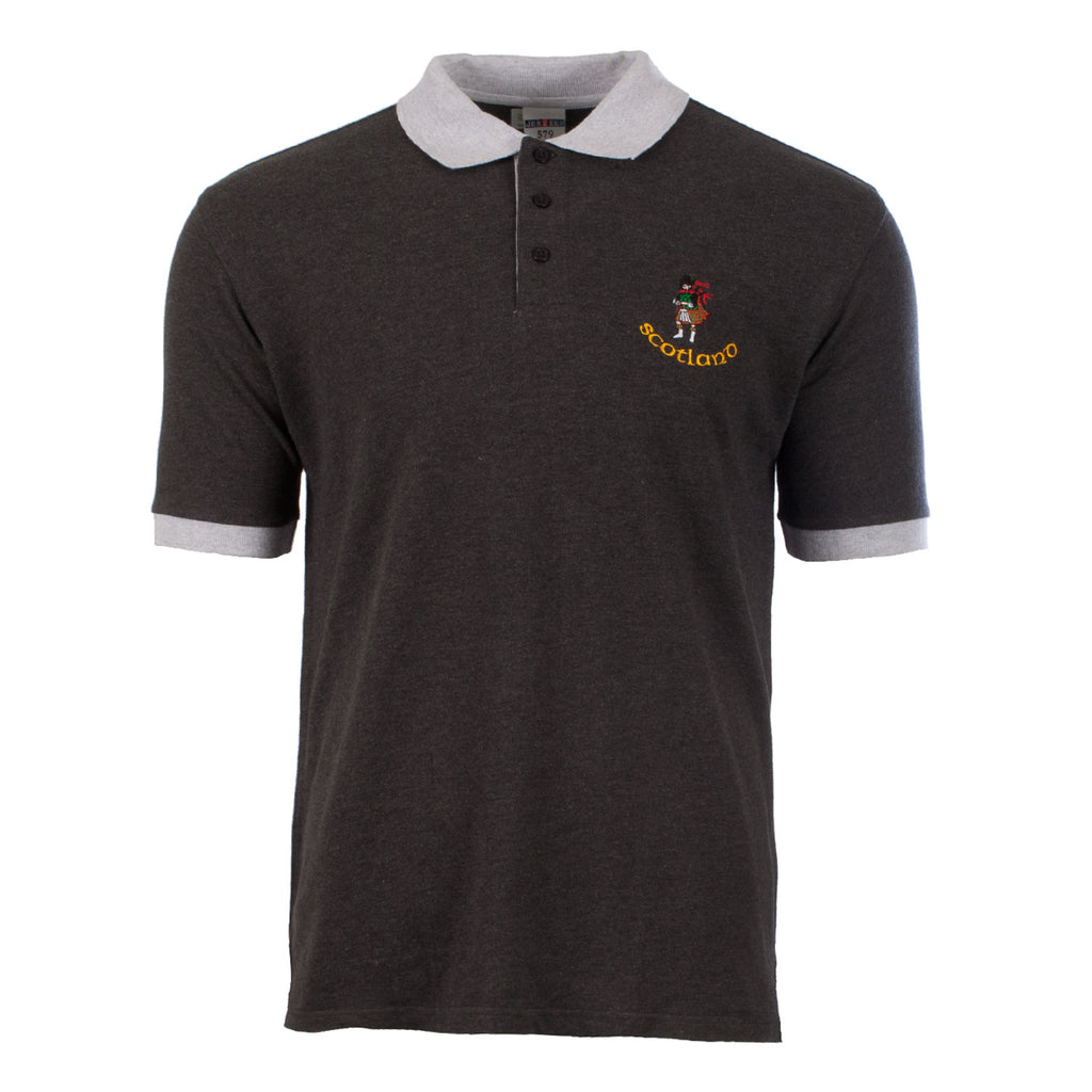 Gents Scottish Piper Polo Shirt Grey