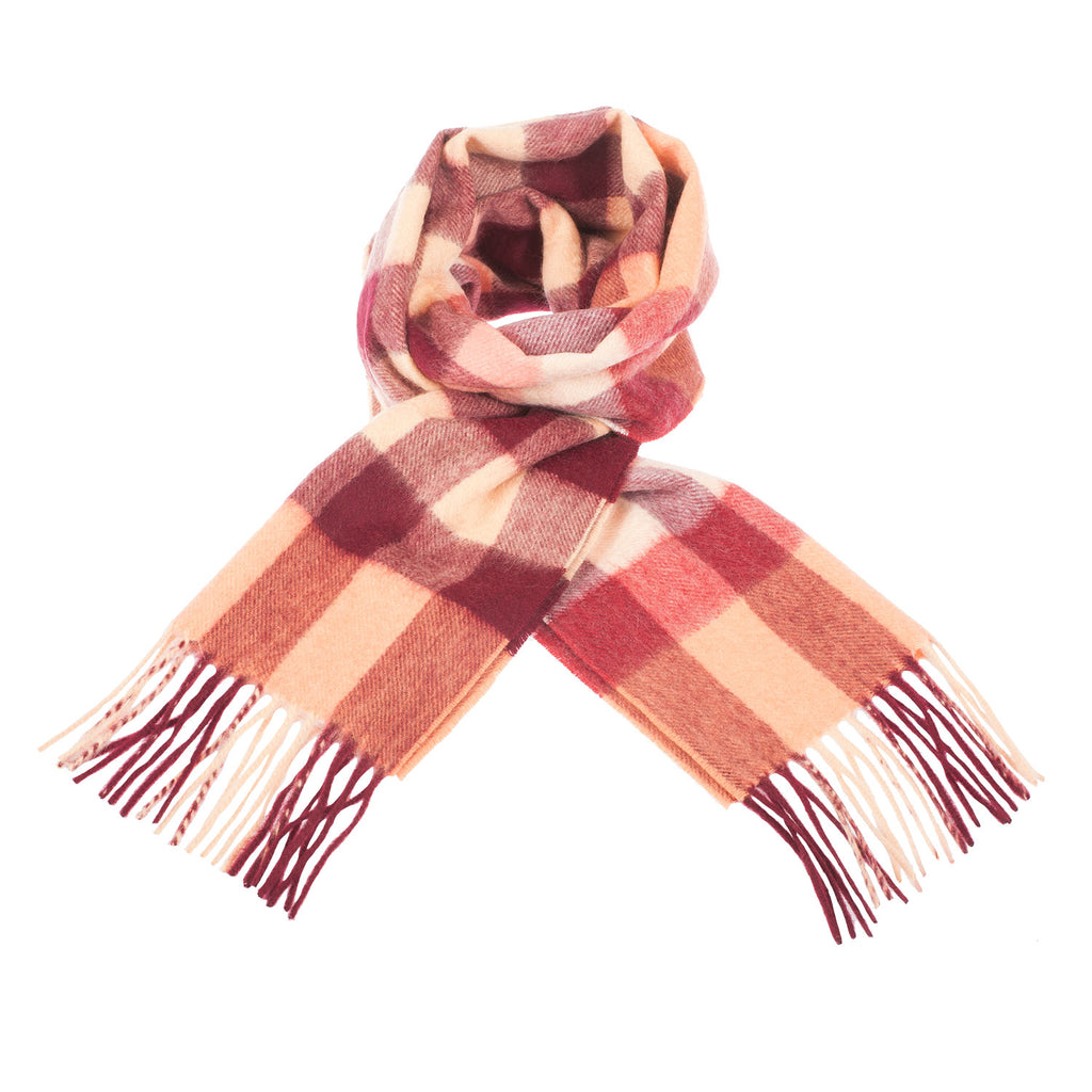 Edinburgh Cashmere Scarf  Giant Chequer - Burgandy/Toledo