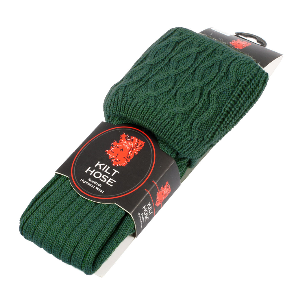 Adults Plain Wool Mix Kilt Socks Bottle Green