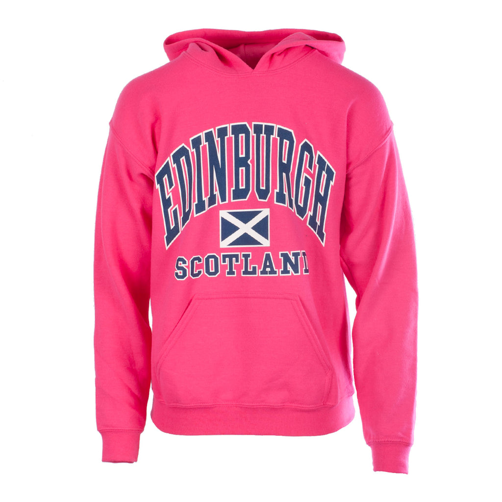 Kids Edinburgh Harvard Print Hooded Top Heliconia