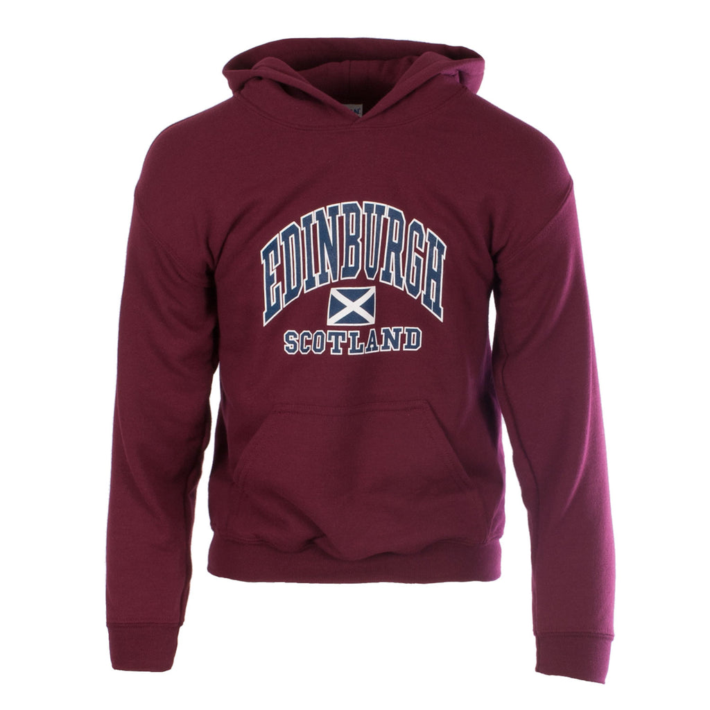 Kids Edinburgh Harvard Print Hooded Top Maroon