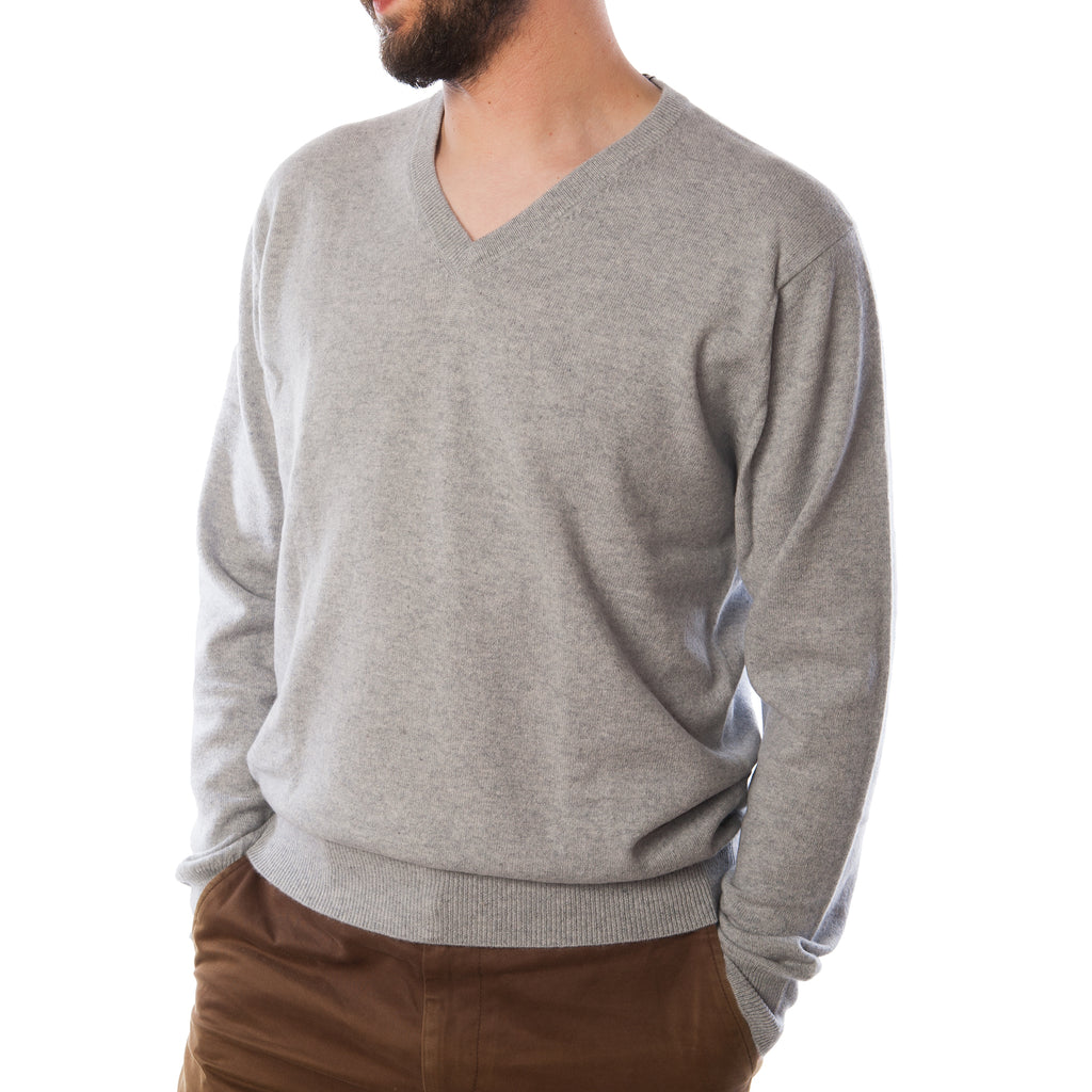 Men's Dunedin Cashmere 100% Cashmere V  Barcode Grey