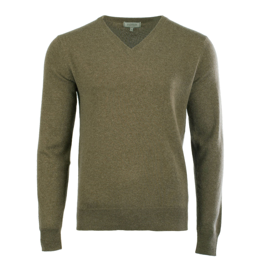 Men's Dunedin Cashmere 100% Cashmere V  Olive