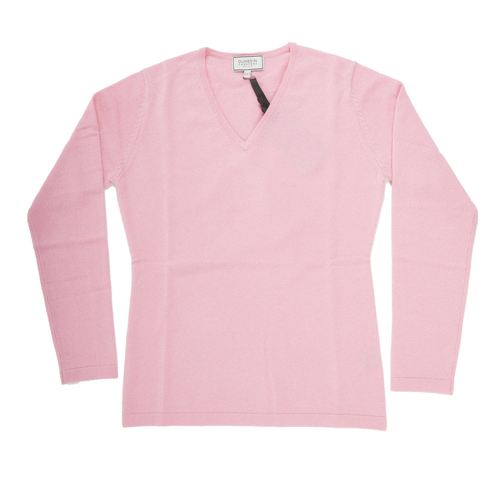 100% Cashmere Ladies Fashion V Neck Strawberry Pink