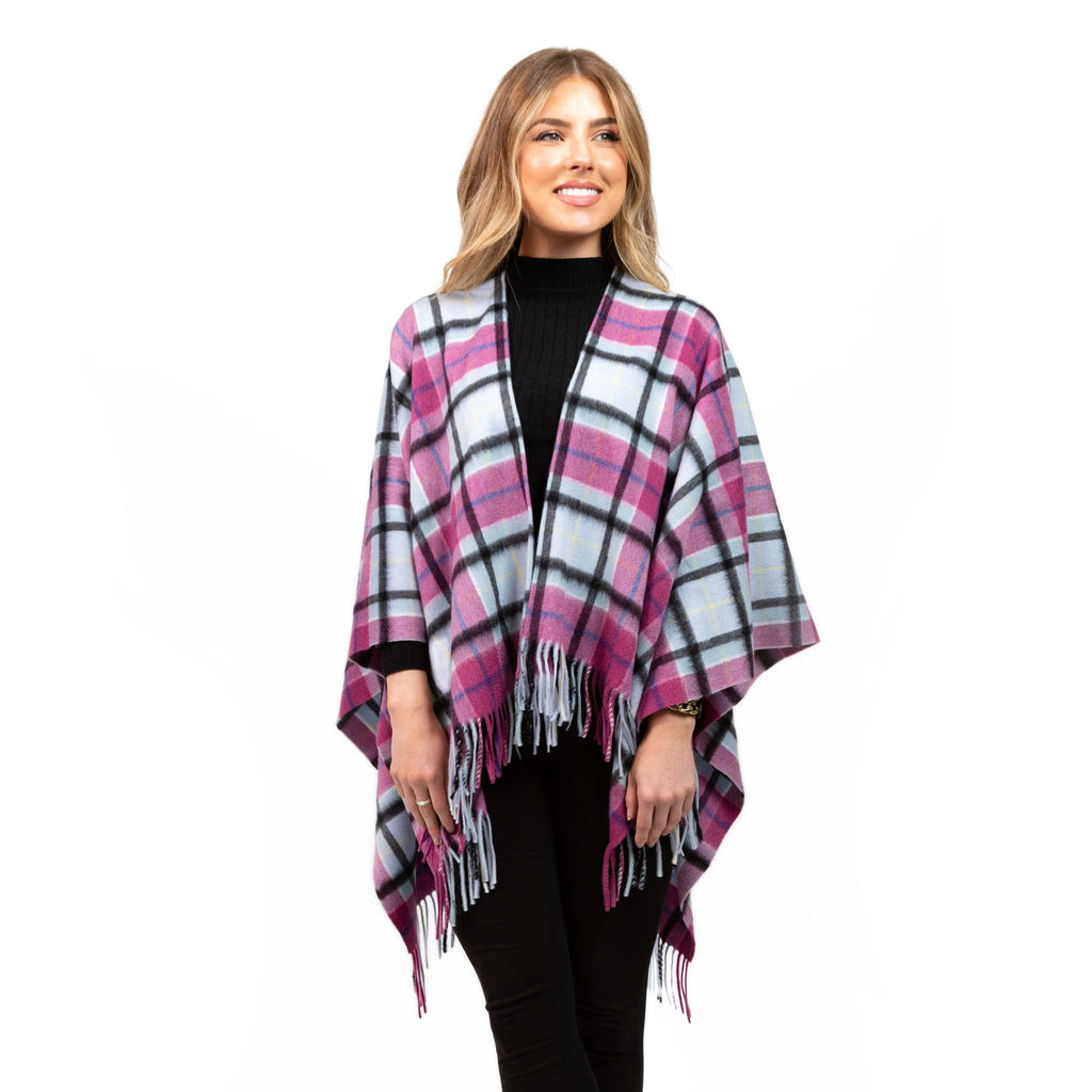 Edinburgh Cashmere Mini Cape  Light Blue Check