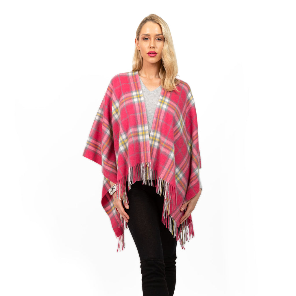 Edinburgh Cashmere Mini Cape  Pink New Elgin Check