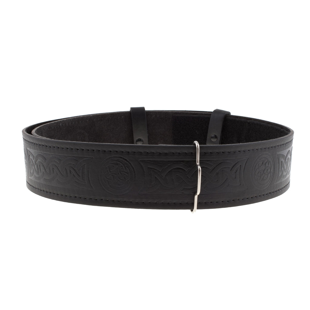 Gent's Leather Kilt Belt, Celtic Embossed