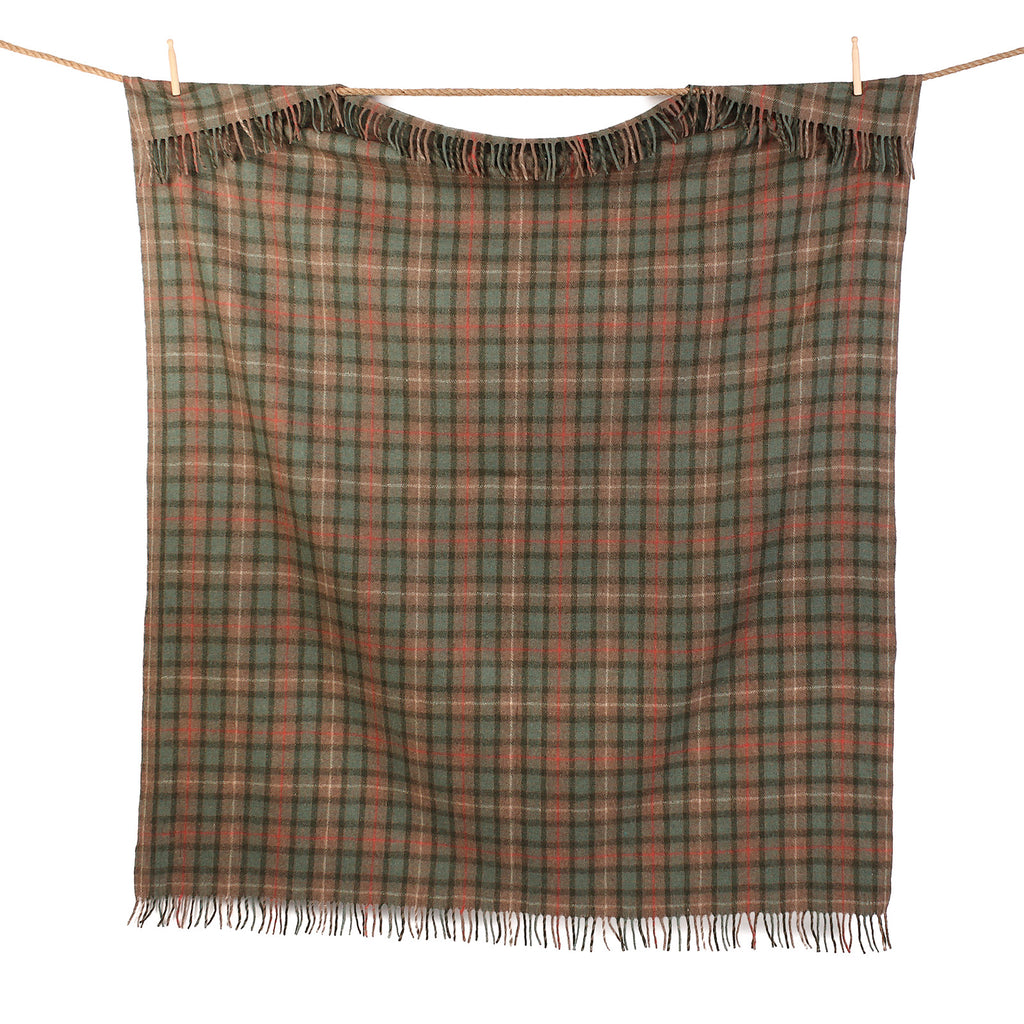 Highland Wool Blend Tartan Blanket / Throw Extra Warm Fraser Hunting Weathered