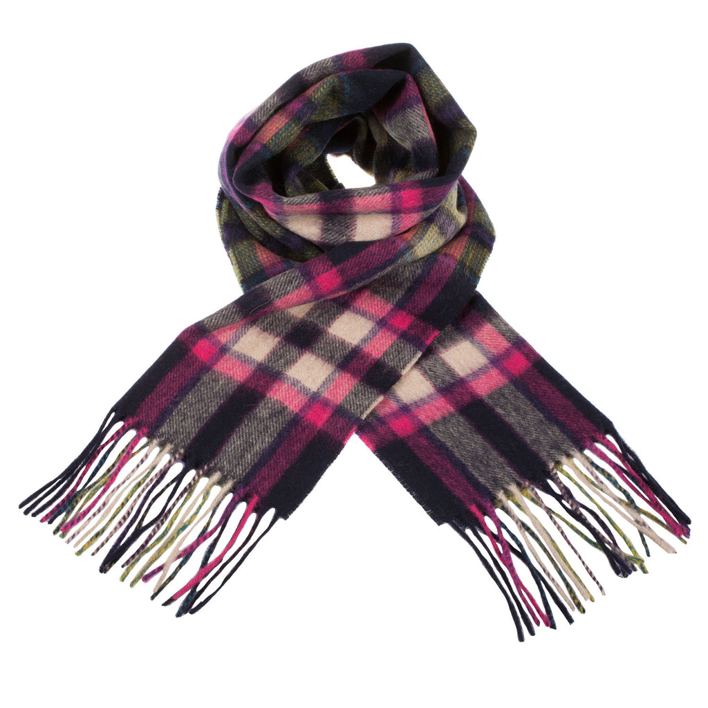 Edinburgh 100% Lambswool Scarf  Henold - Navy/Citronelle/Radicchio