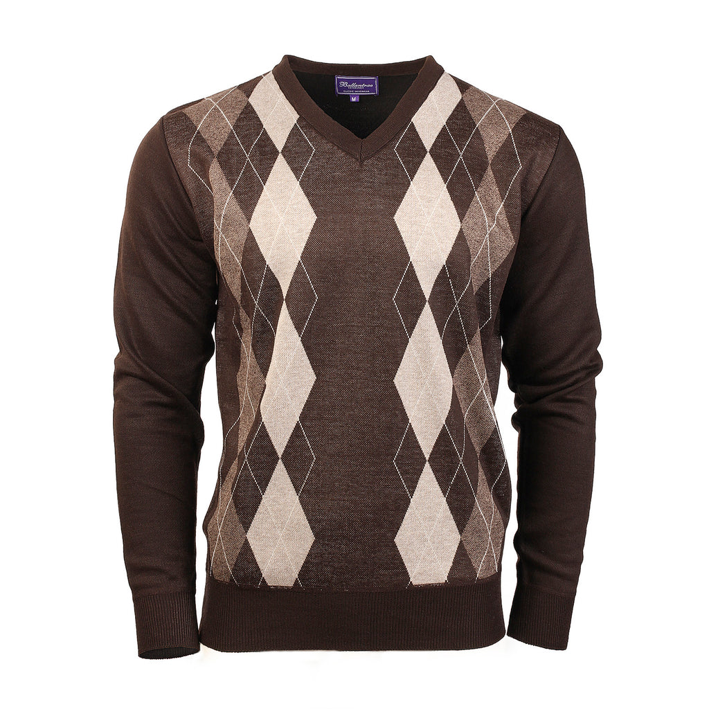 Men's Argyle Ballantrae Jumper  Dark Brown