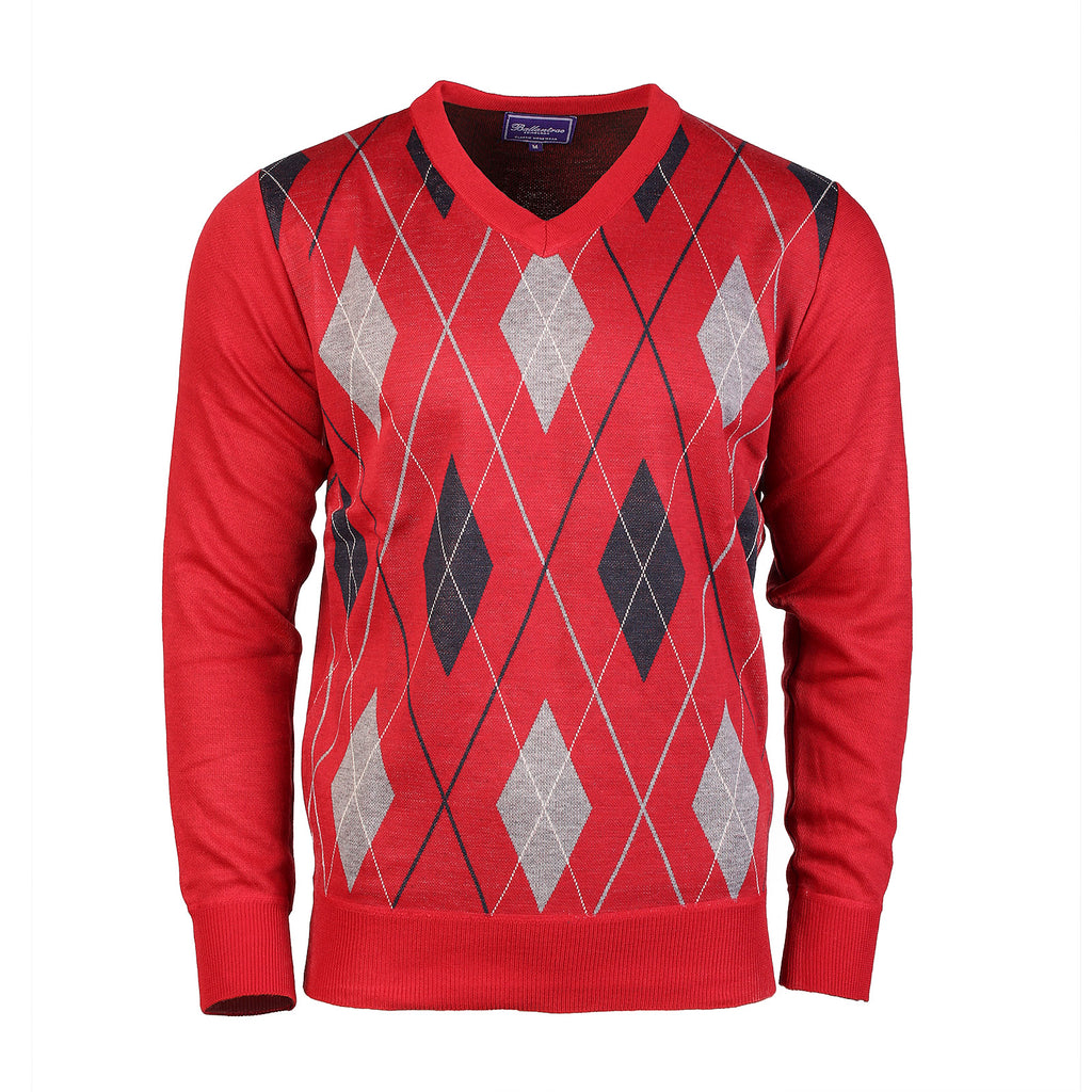 Men's Argyle Ballantrae Jumper  Red