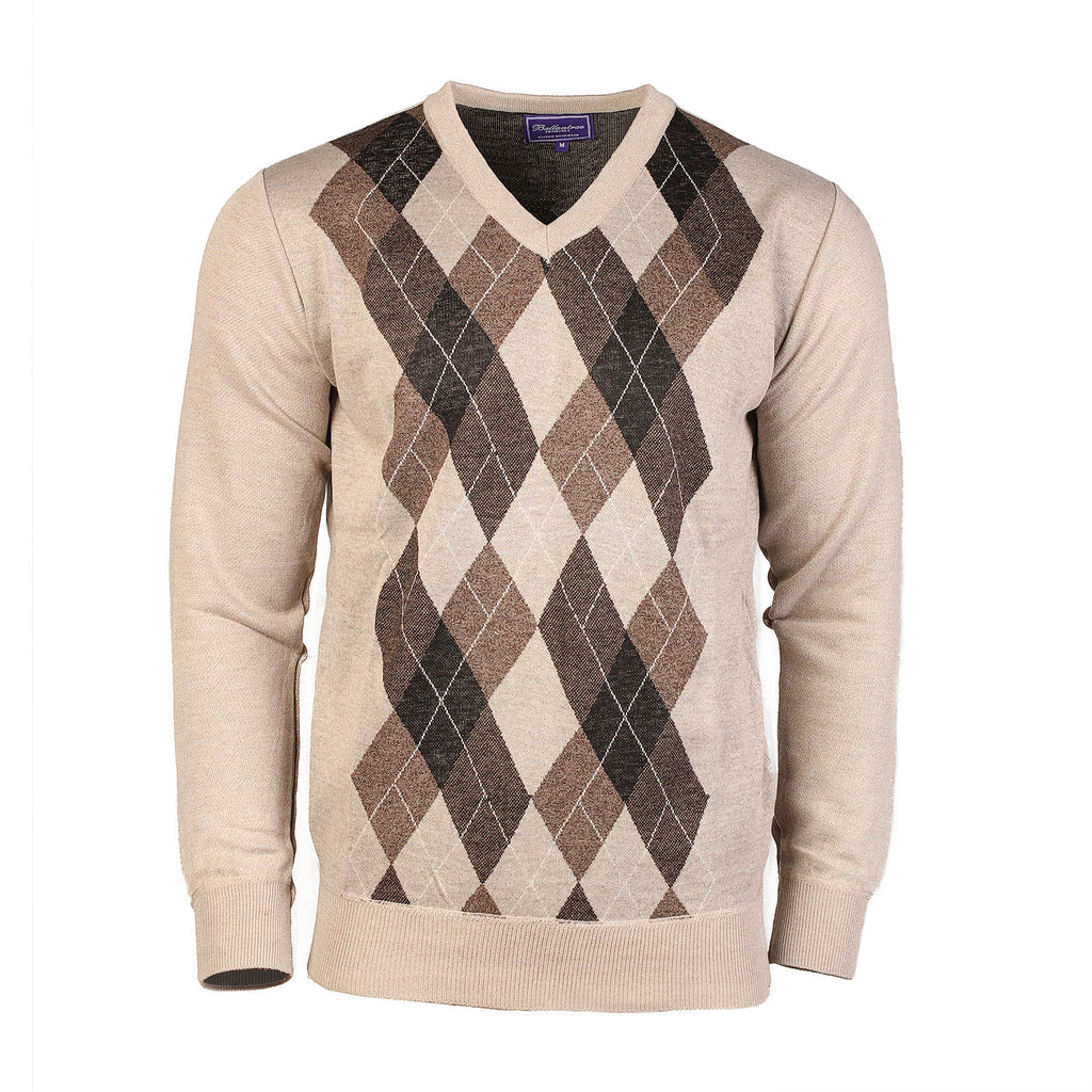 Men's Argyle Ballantrae Jumper  Beige Melange