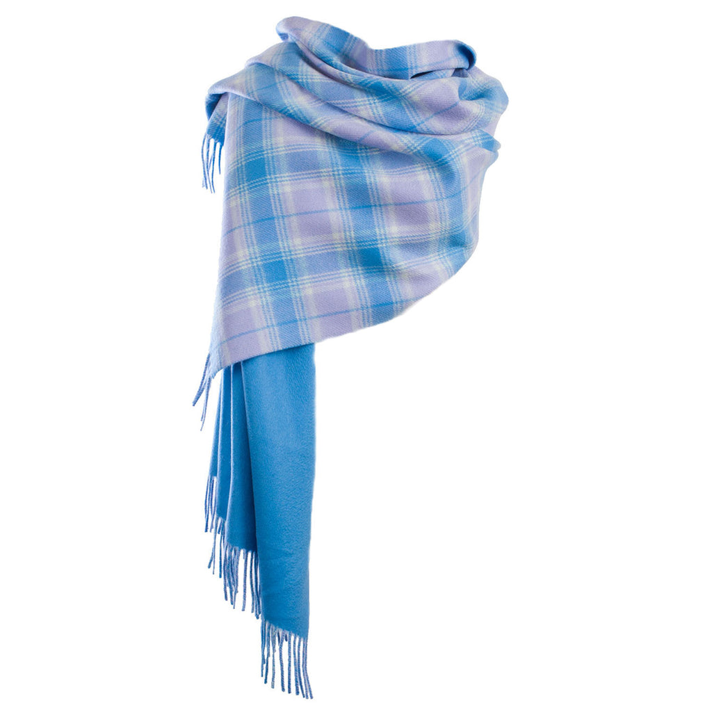 Dunedin Cashmere Double Sided Stole  Borwick/Lilac Blue/Sky Blue