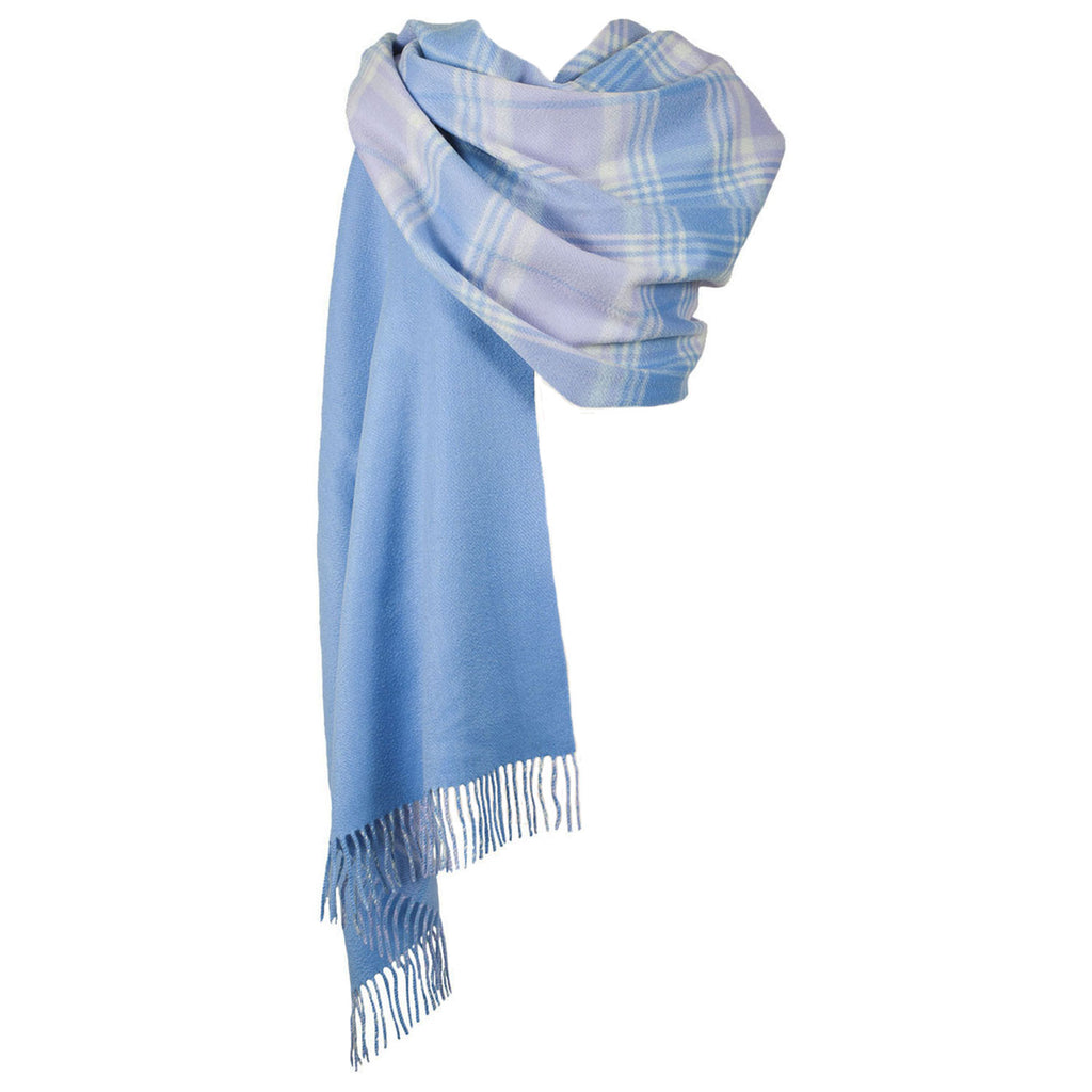 Dunedin Cashmere Double Sided Big Check  Borwick/Lilac Blue/Sky Blue