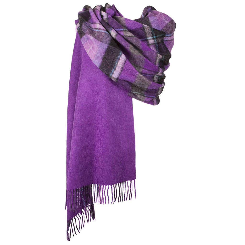 Dunedin Cashmere Double Sided Big Check  Bruce-Purple Grey/Purple