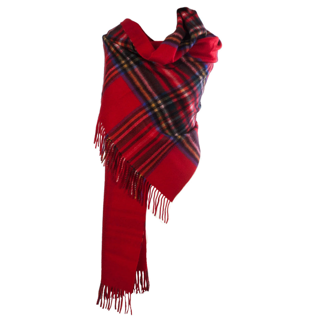 Dunedin Cashmere Double Sided Big Check  Stewart Royal/Red